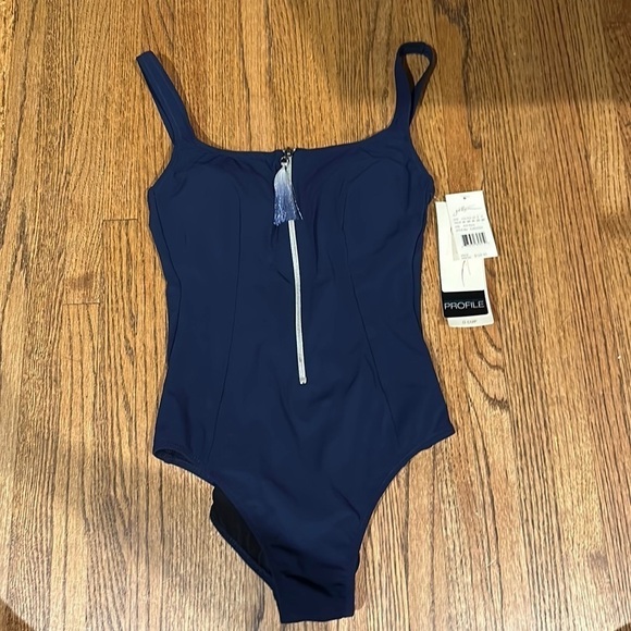 Profile by Gottex One Piece Zip Swimsuit Size 6D NWT - Picture 1 of 6